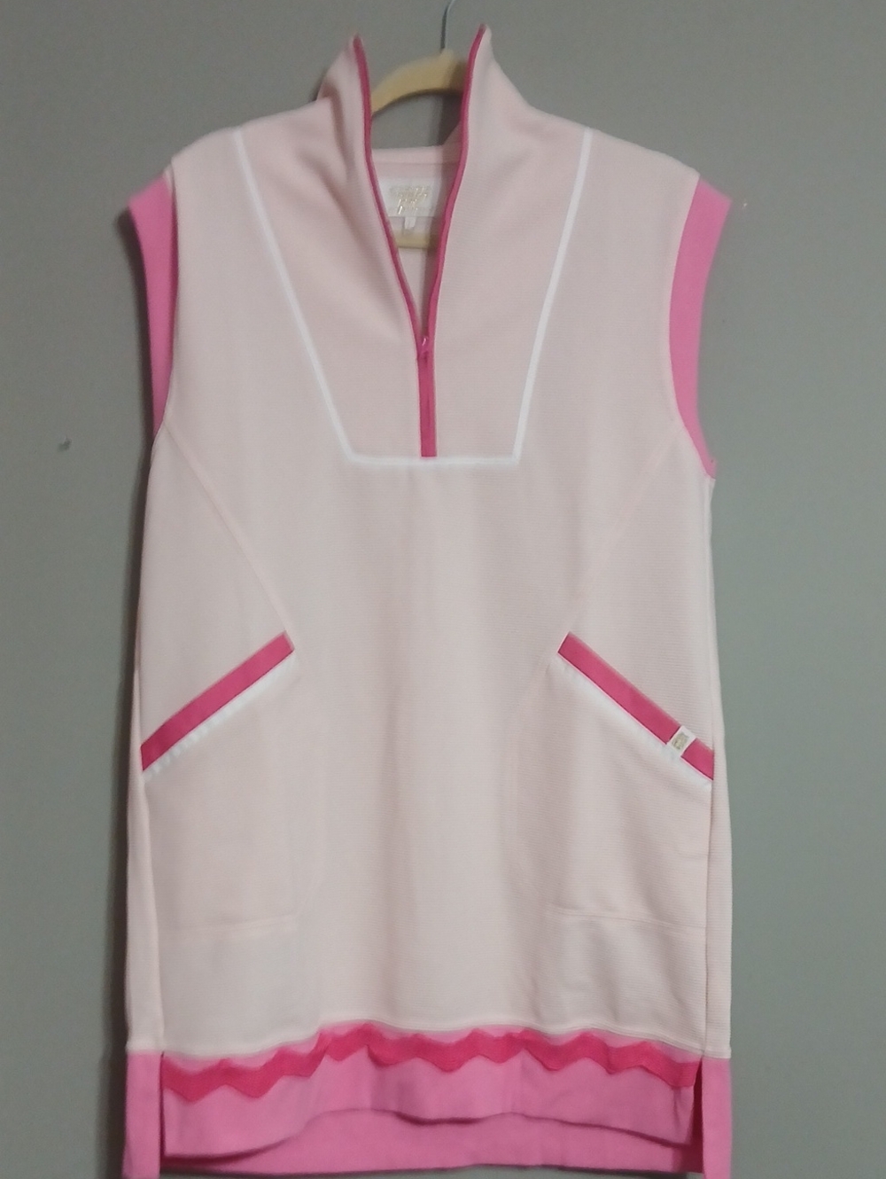 Simply Southern Light Pink Sleeveless Tunic with Hot Pink Trim